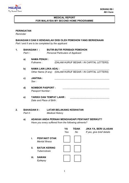 Form - Medical Report RB I.pdf - Malaysia My Second Home