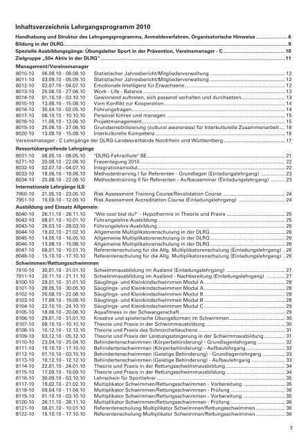 Lehrgangsprogramm 2010 - TYPO3 Login: DLRG  - TV - DLRG