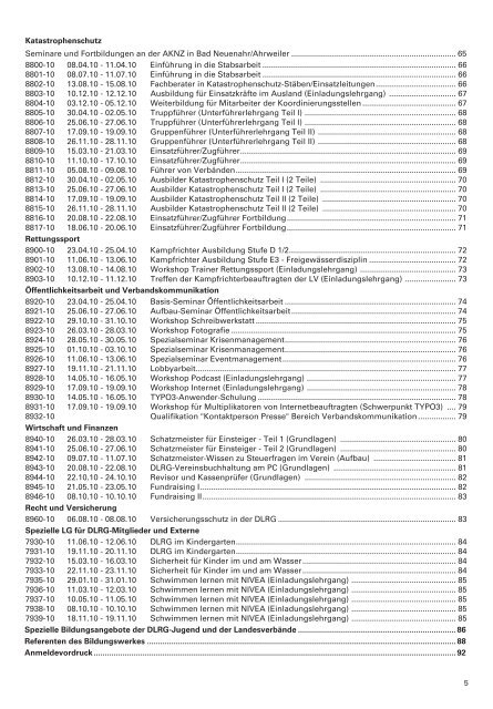 Lehrgangsprogramm 2010 - TYPO3 Login: DLRG  - TV - DLRG