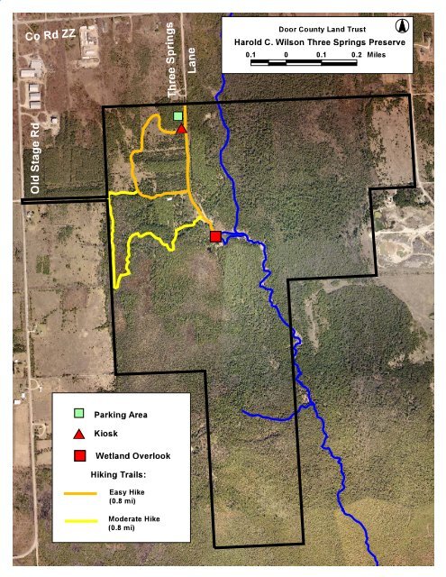 Door County Bike Trail Map Harold C. Wilson Three Springs Preserve Trail Map - Door County ...