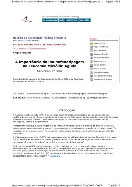 A importÃ¢ncia da imunofenotipagem na Leucemia MielÃ³ide Aguda