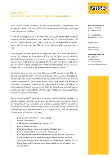 Über GGP Die Ansprechpartner für Rasenmäher!