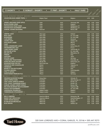 Beer Menu - Yard House Restaurants