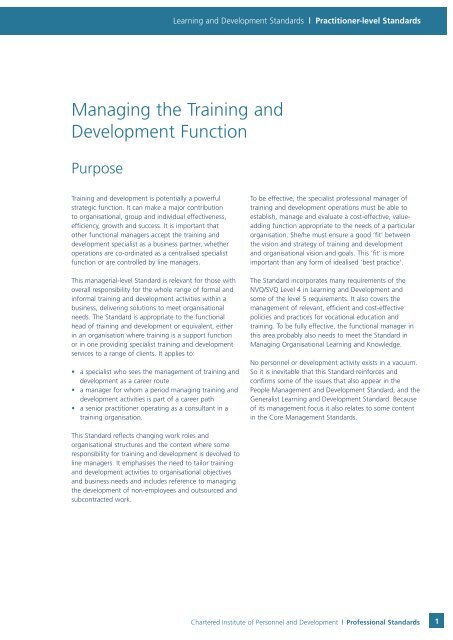 Managing the Training and Development Function - CIPD