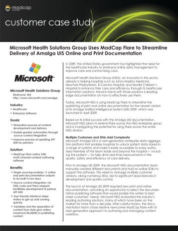 Microsoft Health Solutions Group Uses MadCap Flare to Streamline ...