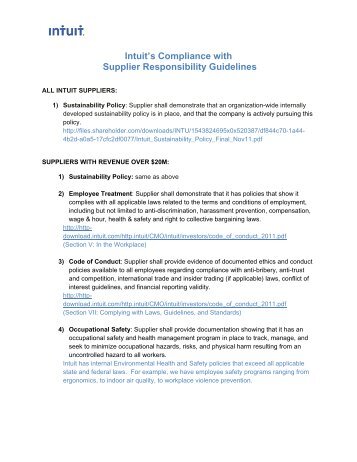 Supplier Responsibility Guidelines - Intuit