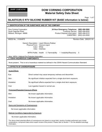 DOW CORNING CORPORATION Material Safety Data Sheet