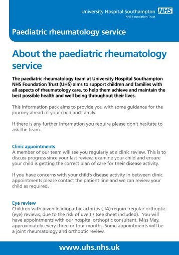 About the paediatric rheumatology service - University Hospital ...