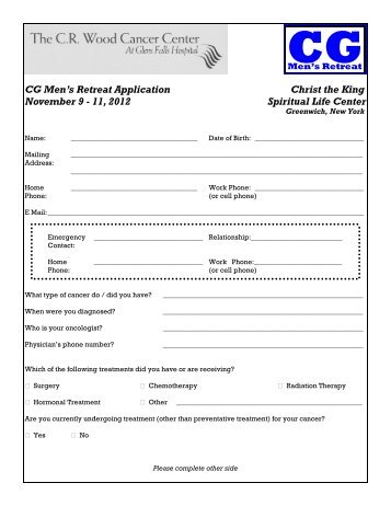 Mens Retreat Application - Glens Falls Hospital