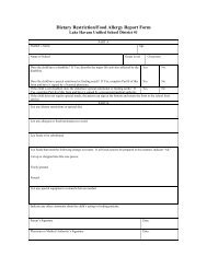 dietary restriction/food allergy form - Lake Havasu Unified School ...