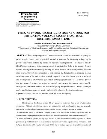 using network reconfiguration as a tool for mitigating voltage sags in ...