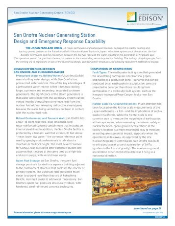 San Onofre Nuclear Generating Station Design and Emergency ...