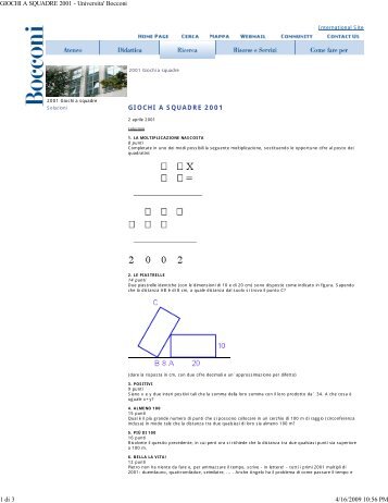 GIOCHI A SQUADRE 2001 - Uni... - La Farina