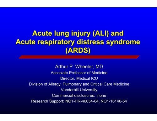 Acute lung injury (ALI) and Acute respiratory distress syndrome ...