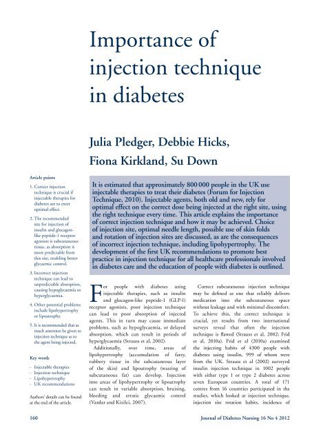 Importance of injection technique in diabetes - Journal of Diabetes ...