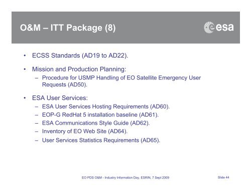 Service - emits - ESA