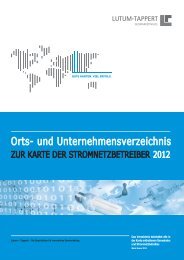 Ortsverzeichnis zur Karte der Stromnetzbetreiber 2012