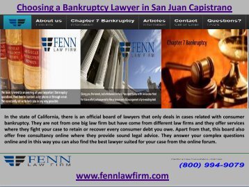 Filing chapter 7 bankruptcy San Juan Capistrano