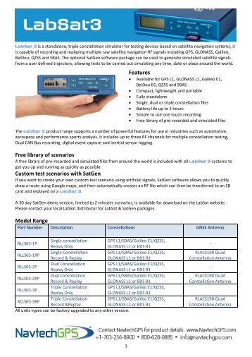 LabSat3 Data Sheet - NavtechGPS