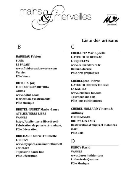 Liste Des Artisans