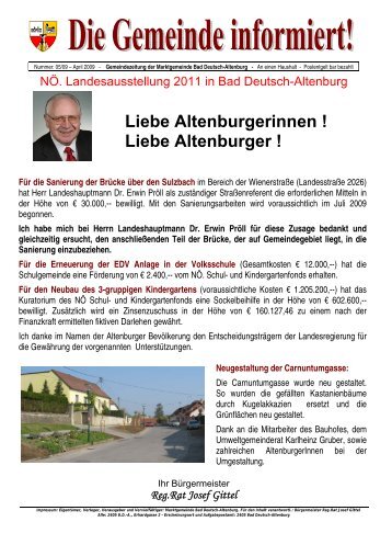 Gemeindezeitung 5/2009 - Marktgemeinde Bad Deutsch-Altenburg