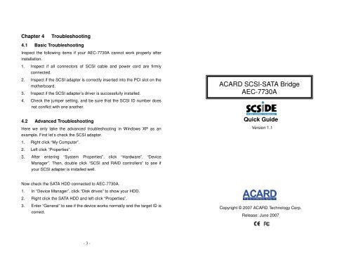 ACARD SCSI-SATA Bridge AEC-7730A