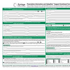 Prescription Information, and ZytigaOneâ¢ Support Enrollment Form