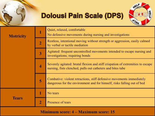 Further assessment of a behavioural pain scale or Dolousi Pain ...