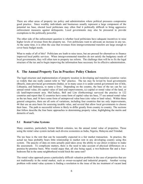 Property Tax Reform in Developing and Transition Countries