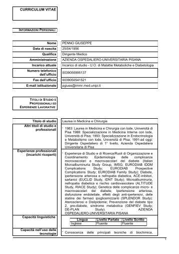 CV - Azienda Ospedaliero-Universitaria Pisana