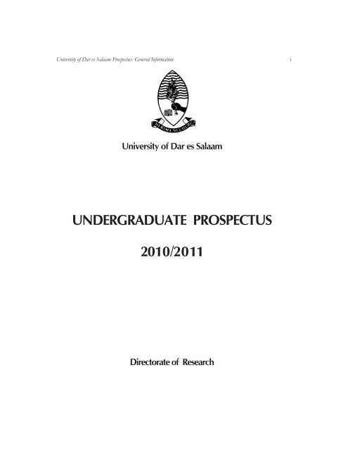 2010-2011 UDSM Prospectus - University of Dar es salaam
