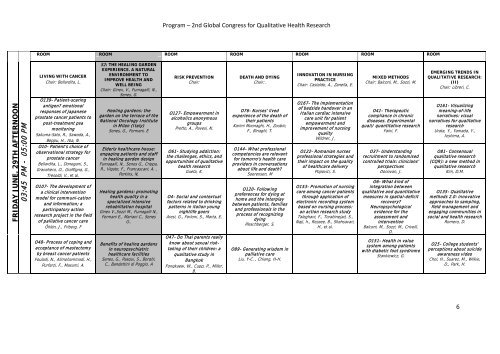 Program â 2nd Global Congress for Qualitative Health Research