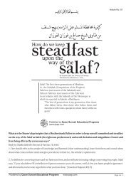 How do we keep Steadfast upon the Way of the Salaf ... - QSEP