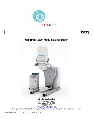 MobetronÂ® 2000 Product Specification - IntraOp Medical