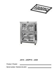 JA10 â JAOP10 â JA20 - Doyon Baking Equipment Inc