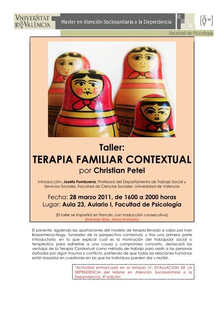 Taller: TERAPIA FAMILIAR CONTEXTUAL - Coeescv