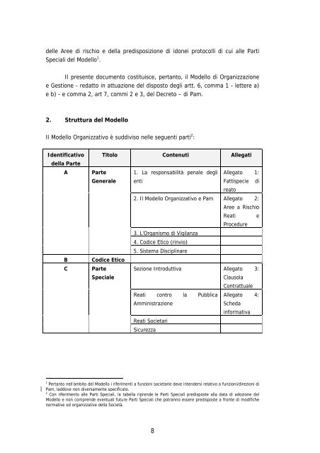 Modello di Organizzazione, Gestione e Controllo e Codice etico - Pam