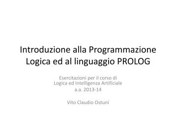 Introduzione alla Programmazione Logica e al ... - SisInf Lab