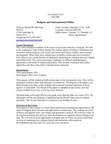 Religion and International Politics - The Institute for Global ...