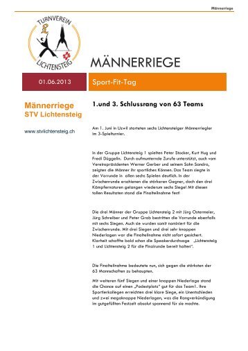 MÄNNERRIEGE - TURNVEREIN STV Lichtensteig