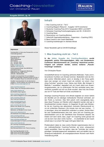 Inhalt - Coaching-Newsletter