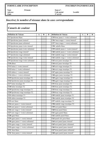 Inscrivez le nombre d'oiseaux dans la case correspondante Canaris ...