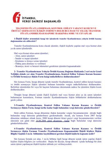 Transfer FiyatlandÄ±rmasÄ±, Kontrol Edilen YabancÄ± Kurum ... - VergiNET