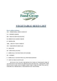 VEGETABLE seed list - Skagit Valley Food Co-op
