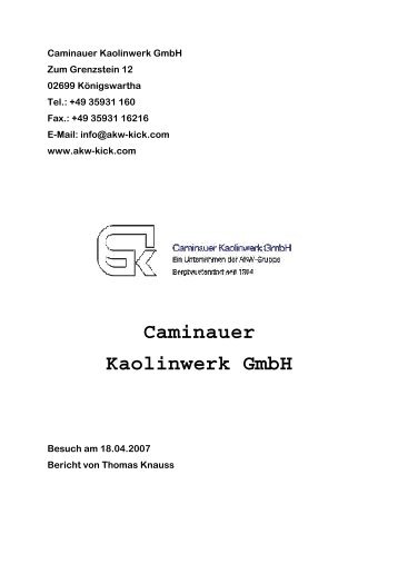 Caminauer Kaolinwerk GmbH - APV Graz