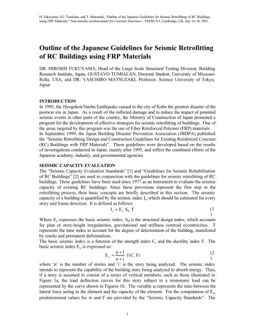 Outline of the Japanese Guidelines for Seismic Retrofitting of RC ...