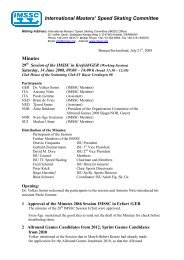 International Masters' Speed Skating Committee Minutes - IMSSG