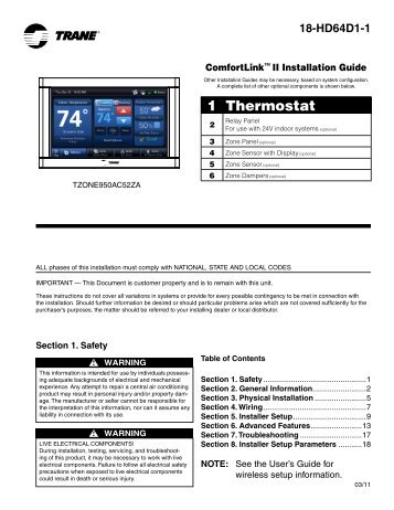 Installer's Guide - ComfortLink II - A Plus Air Systems