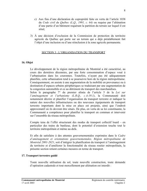 RÃ¨glement de contrÃ´le intÃ©rimaire - CommunautÃ© mÃ©tropolitaine de ...