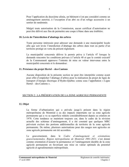 RÃ¨glement de contrÃ´le intÃ©rimaire - CommunautÃ© mÃ©tropolitaine de ...